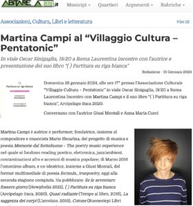 Martina Campi poesia italiana contemporanea, ( ) Partitura su riga bianca al Pentatonic di Roma - Abitare Roma